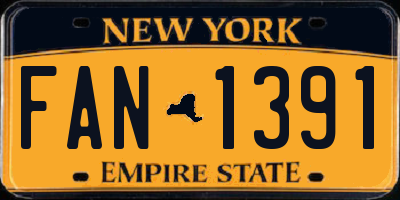 NY license plate FAN1391