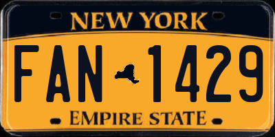 NY license plate FAN1429