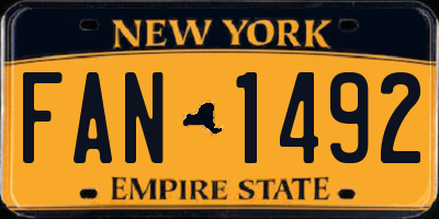 NY license plate FAN1492