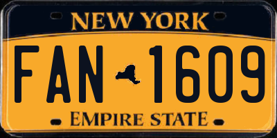 NY license plate FAN1609