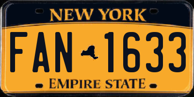 NY license plate FAN1633