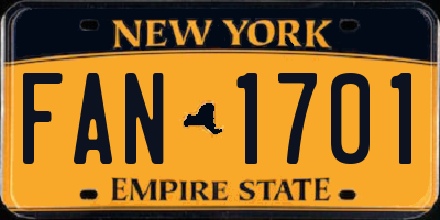 NY license plate FAN1701