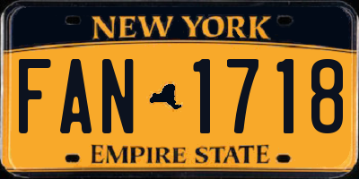 NY license plate FAN1718