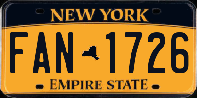 NY license plate FAN1726