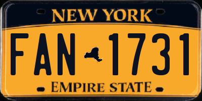 NY license plate FAN1731