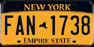 NY license plate FAN1738