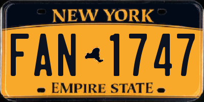 NY license plate FAN1747