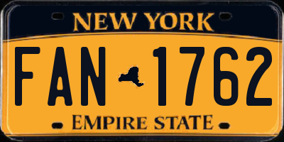 NY license plate FAN1762
