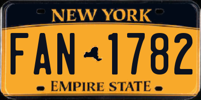 NY license plate FAN1782
