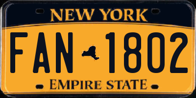 NY license plate FAN1802