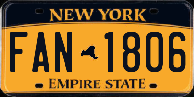 NY license plate FAN1806