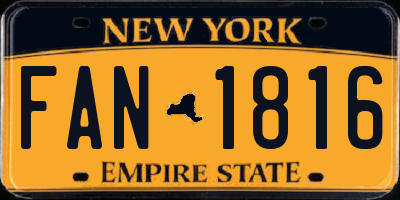 NY license plate FAN1816