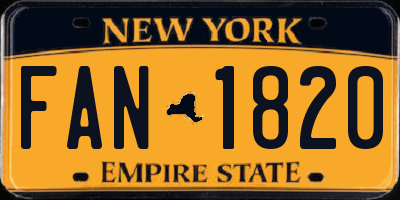 NY license plate FAN1820