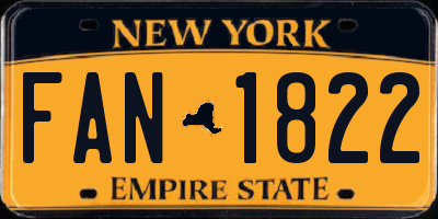 NY license plate FAN1822