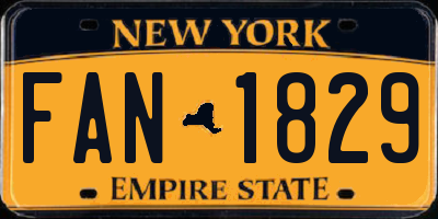 NY license plate FAN1829