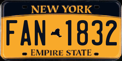 NY license plate FAN1832