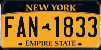 NY license plate FAN1833