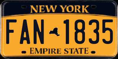 NY license plate FAN1835