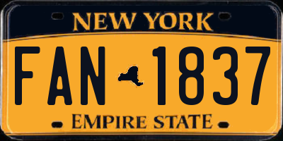 NY license plate FAN1837