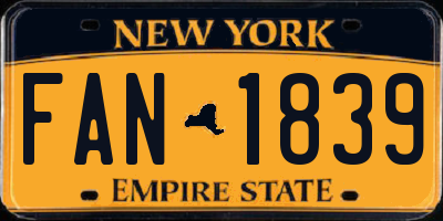 NY license plate FAN1839