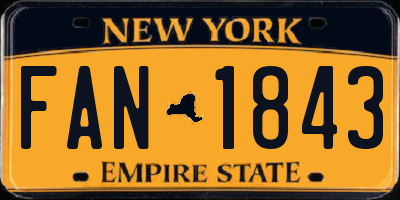 NY license plate FAN1843