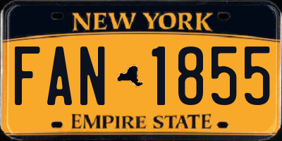 NY license plate FAN1855