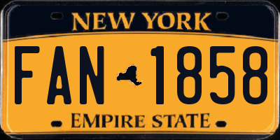 NY license plate FAN1858