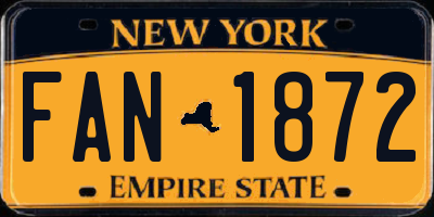 NY license plate FAN1872