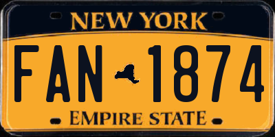 NY license plate FAN1874