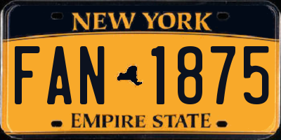 NY license plate FAN1875