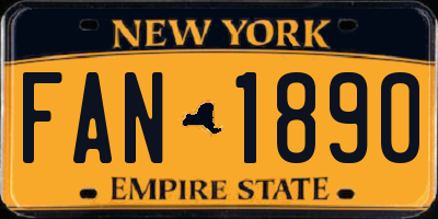 NY license plate FAN1890
