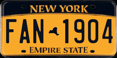 NY license plate FAN1904