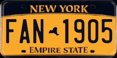 NY license plate FAN1905