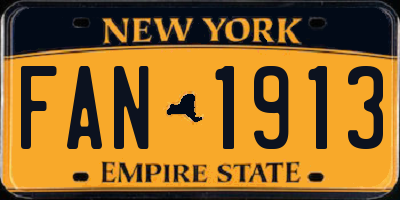NY license plate FAN1913