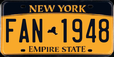 NY license plate FAN1948
