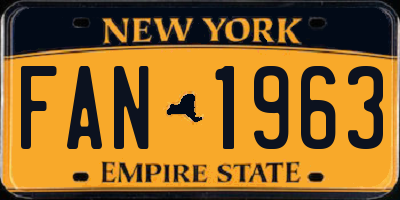 NY license plate FAN1963