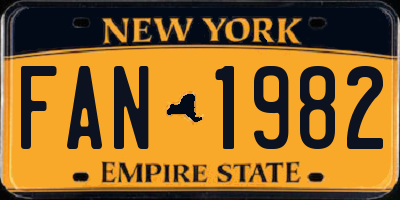 NY license plate FAN1982