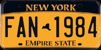 NY license plate FAN1984