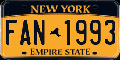 NY license plate FAN1993