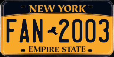 NY license plate FAN2003