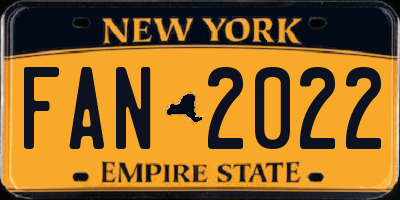 NY license plate FAN2022