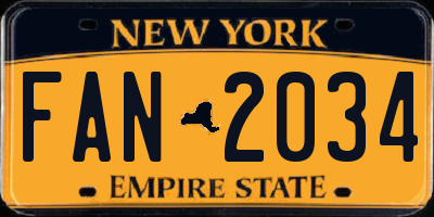 NY license plate FAN2034
