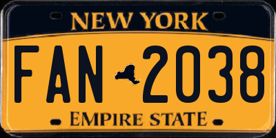 NY license plate FAN2038