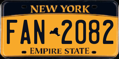 NY license plate FAN2082