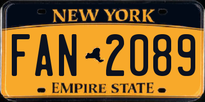 NY license plate FAN2089