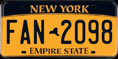 NY license plate FAN2098