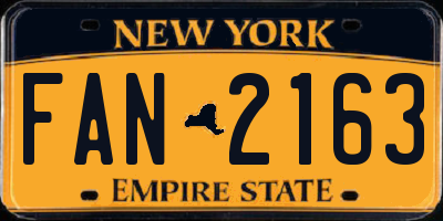 NY license plate FAN2163