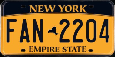 NY license plate FAN2204