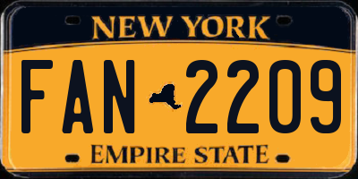 NY license plate FAN2209