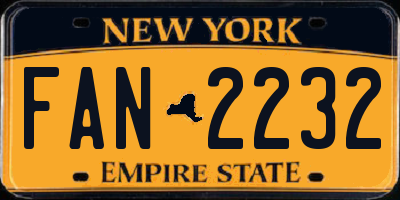 NY license plate FAN2232